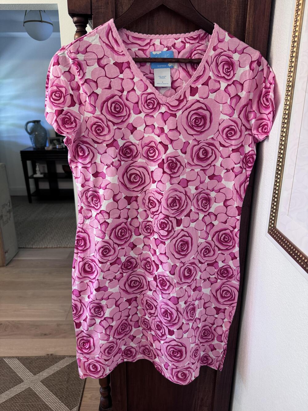 Nick & Nora Chemise Sleepshirt Womens' Small Pink Floral Cotton New no Tags